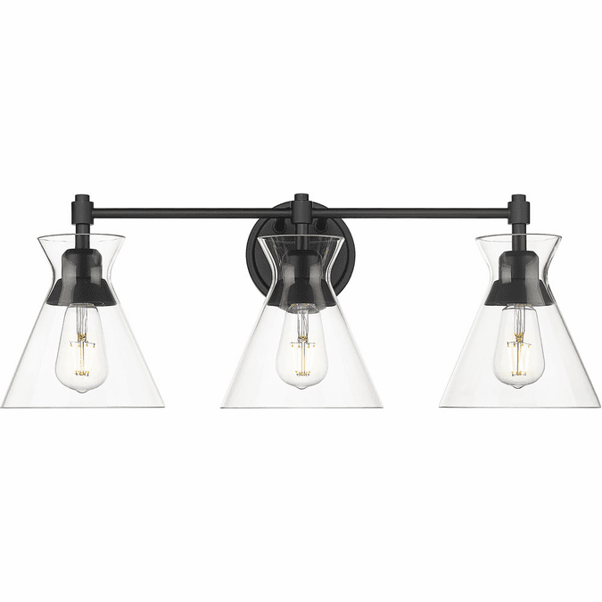 Golden Lighting 0511BA3 BLKCLR Malta Contemporary Matte Black 3Light