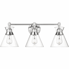 Golden Lighting 0511-BA3 CH-CLR Malta Modern Chrome 3-Light Bath Lighting