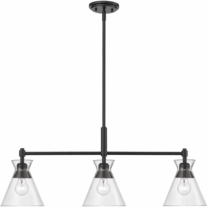 Golden Lighting 0511-LP BLK-CLR Malta Contemporary Matte Black Kitchen Island Light