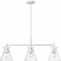 Golden Lighting 0511-LP WHT-CLR Malta Contemporary Matte White Kitchen Island Light Fixture