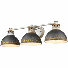 Golden Lighting 0865-BA3 AGV-ABI Kinsley Vintage Aged Galvanized Steel 3-Light Lighting For Bathroom