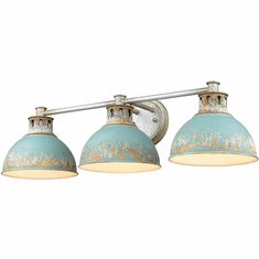 Golden Lighting 0865-BA3 AGV-TEAL Kinsley Retro Aged Galvanized Steel 3-Light Bathroom Light