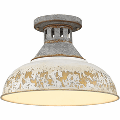 Golden Lighting 0865-SF AGV-AI Kinsley Vintage Aged Galvanized Steel Ceiling Lighting Fixture