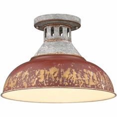 Golden Lighting 0865-SF AGV-RED Kinsley Vintage Aged Galvanized Steel Ceiling Light Fixture