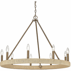 Golden Lighting 1022-9 BC Yates Burnished Chestnut Chandelier Light