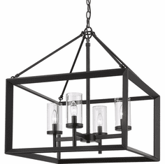 Golden Lighting 2073-4 BLK-CLR Smyth Contemporary Matte Black Mini Chandelier Light
