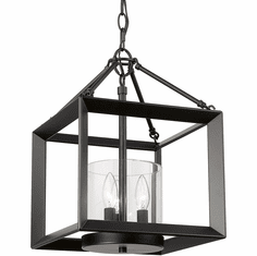 Golden Lighting 2073-M3 BLK-CLR Smyth Modern Matte Black Mini Pendant Hanging Light