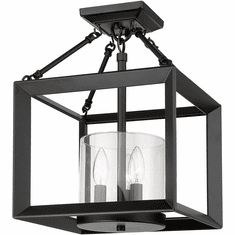 Golden Lighting 2073-SF BLK-CLR Smyth Contemporary Matte Black Flush Mount Light Fixture