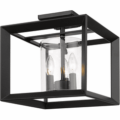 Golden Lighting 2073-SF12 BLK-CLR Smyth Modern Matte Black Flush Mount Lighting Fixture