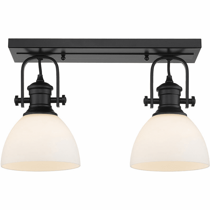 Golden Lighting 3118-2SF BLK-OP Hines Matte Black Ceiling Lighting Fixture