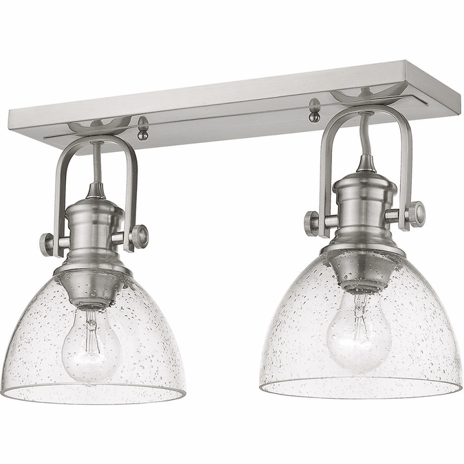 Golden Lighting 3118-2SF-PW-SD Hines Modern Pewter 2-Light Flush Mount Lighting