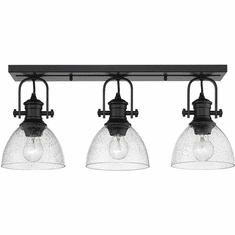 Golden Lighting 3118-3SF BLK-SD Hines Matte Black Flush Ceiling Light Fixture