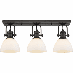 Golden Lighting 3118-3SF RBZ-OP Hines Rubbed Bronze Flush Mount Ceiling Light Fixture