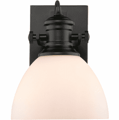 Golden Lighting 3118-BA1 BLK-OP Hines Matte Black Wall Light Fixture