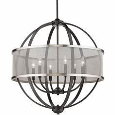 Golden Lighting 3167-6-BLK-PW Colson Modern Matte Black Lighting Chandelier
