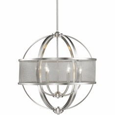 Golden Lighting 3167-6-PW-PW Colson PW Modern Pewter Chandelier Lighting (with shade)