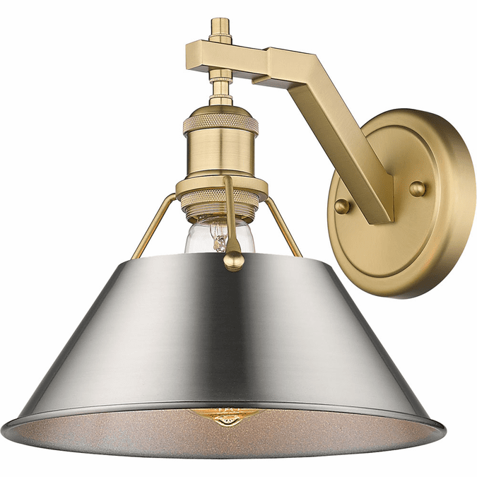 Golden Lighting 3306-1W BCB-PW Orwell Brushed Champagne Bronze / Pewter Lighting Wall Sconce