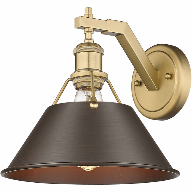Golden Lighting 3306-1W BCB-RBZ Orwell Brushed Champagne Bronze / Rubbed Bronze Wall Lighting Fixture