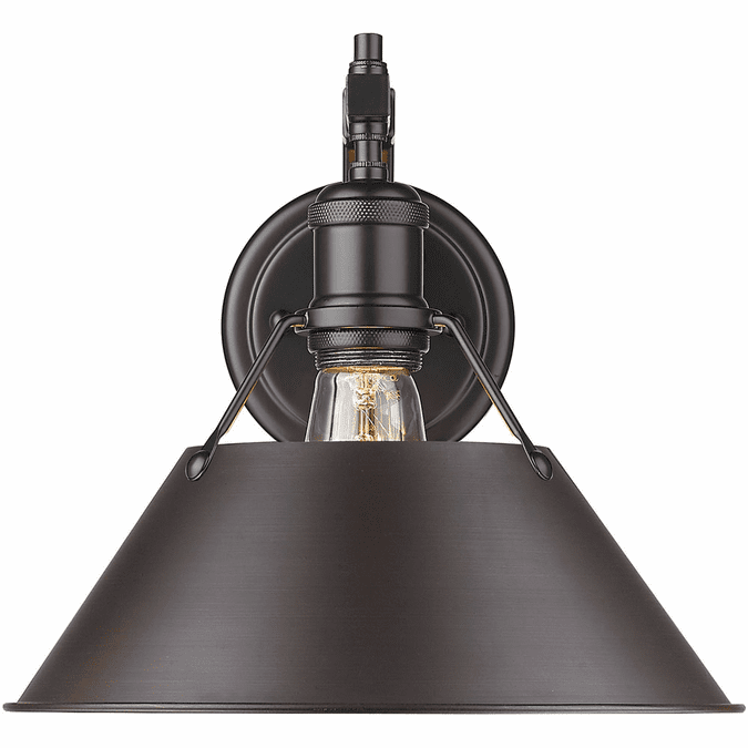 Golden Lighting 3306-1W BLK-RBZ Orwell Rubbed Bronze Lighting Sconce