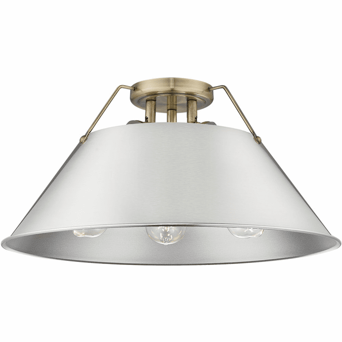 Golden Lighting 3306-3FM AB-PW Orwell Aged Brass / Pewter Ceiling Light