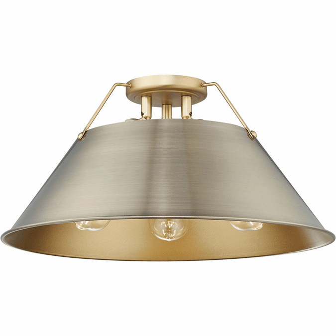 Golden Lighting 3306-3FM BCB-AB Orwell Brushed Champagne Bronze / Aged Brass Ceiling Lighting