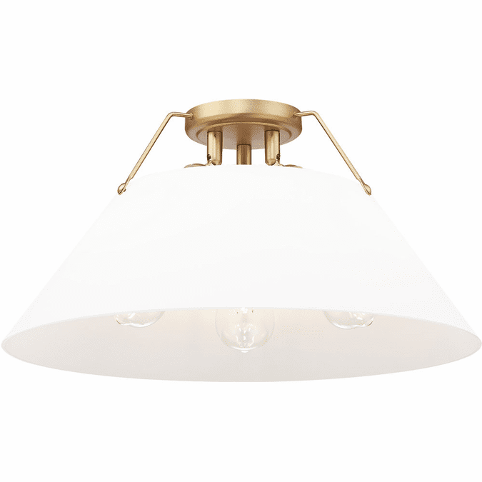Golden Lighting 3306-3FM BCB-OP Orwell Brushed Champagne Bronze / Opal Glass Flush Ceiling Light Fixture