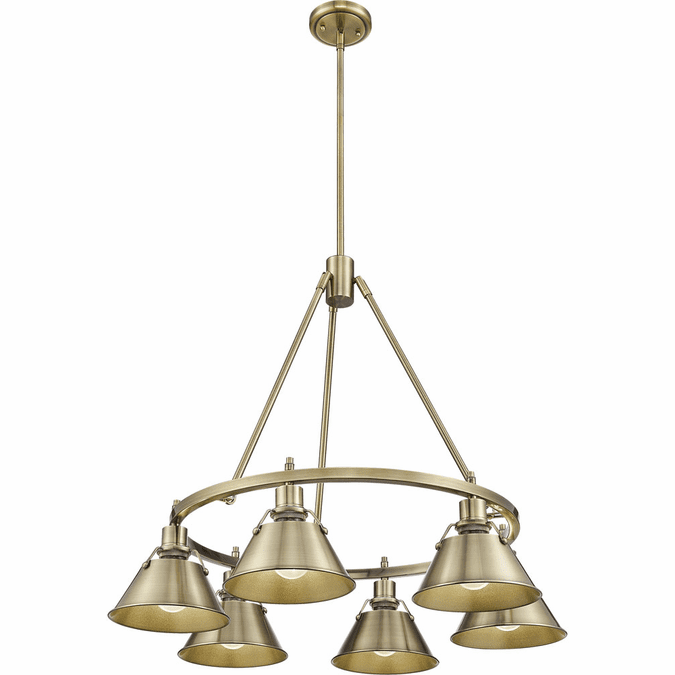 Golden Lighting 3306-6 AB-AB Orwell Aged Brass Chandelier Light