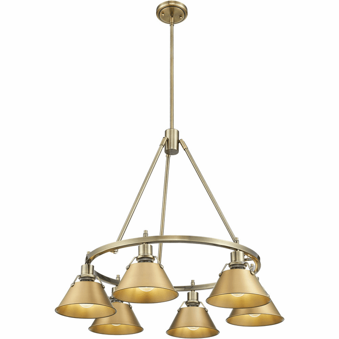Golden Lighting 3306-6 AB-BCB Orwell Aged Brass / Brushed Champagne Bronze Chandelier Lighting
