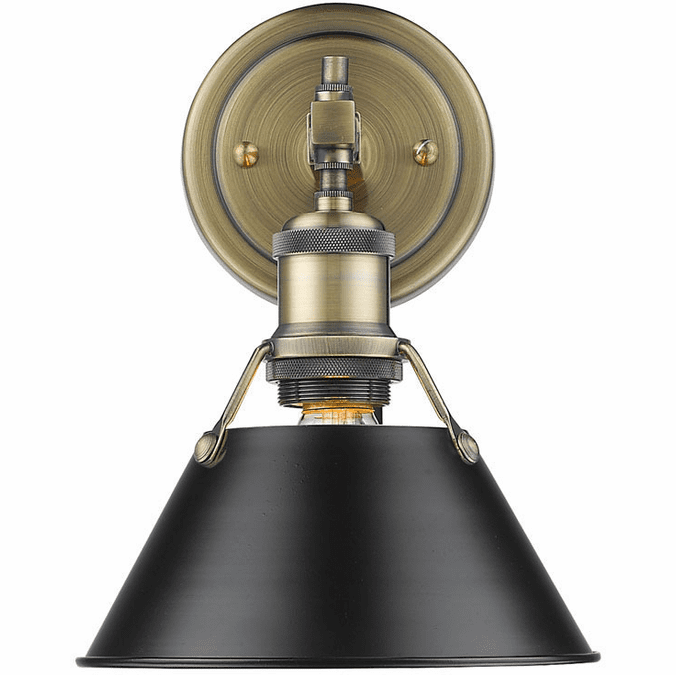 Golden Lighting 3306-BA1 AB-BLK Orwell Modern Aged Brass Wall Sconce Light