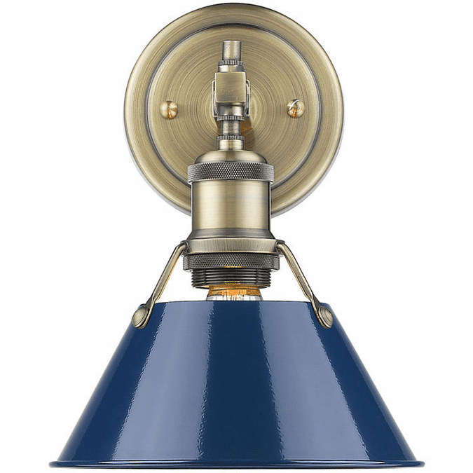 Golden Lighting 3306-BA1 AB-NVY Orwell Modern Aged Brass Wall Sconce