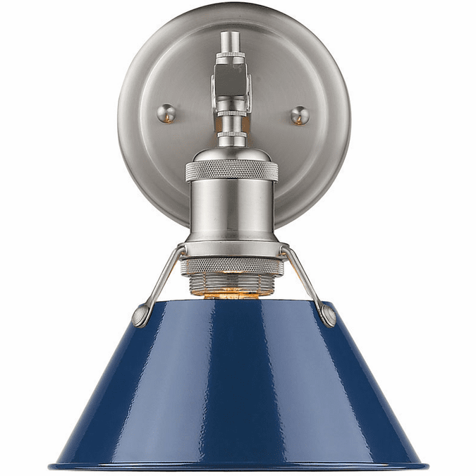 Golden Lighting 3306-BA1 PW-NVY Orwell Modern Pewter Wall Lamp