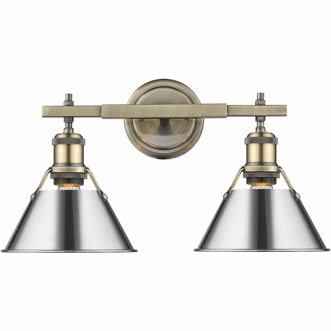 Golden Lighting 3306-BA2 AB-CH Orwell Chrome 2-Light Bathroom Vanity Light Fixture