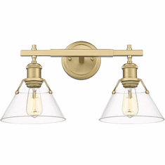 Golden Lighting 3306-BA2 BCB-CLR Orwell Modern Brushed Champagne Bronze 2-Light Bathroom Lighting Fixture