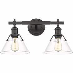 Golden Lighting 3306-BA2 BLK-CLR Orwell Modern Matte Black 2-Light Vanity Light