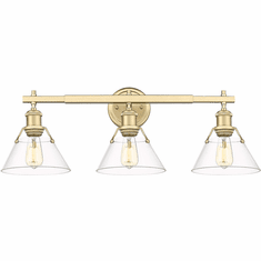Golden Lighting 3306-BA3 BCB-CLR Orwell Contemporary Brushed Champagne Bronze 3-Light Bath Light Fixture