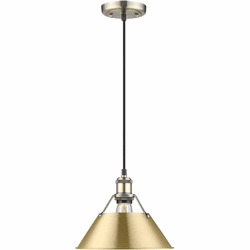 Golden Lighting 3306-M AB-BCB Orwell Aged Brass / Brushed Champagne Bronze 10" Mini Pendant Light