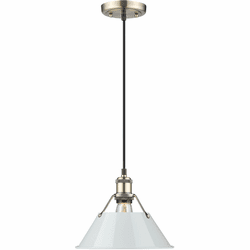 Golden Lighting 3306-M AB-DB Orwell Aged Brass / Dusky Blue 10" Mini Pendant Light