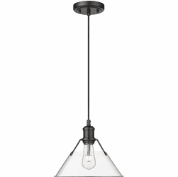 Golden Lighting 3306-M BLK-CLR Orwell Matte Black / Clear Glass 10" Mini Hanging Light Fixture
