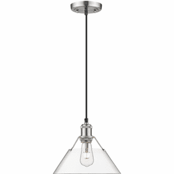 Golden Lighting 3306-M PW-CLR Orwell Pewter / Clear Glass 10" Mini Ceiling Light Pendant