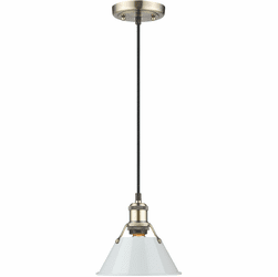 Golden Lighting 3306-S AB-DB Orwell Aged Brass / Dusky Blue 7.5" Mini Lighting Pendant