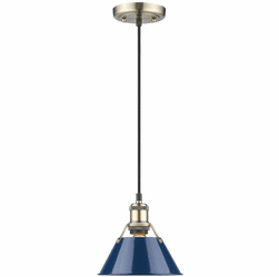 Golden Lighting 3306-S AB-NVY Orwell Matte Navy 7.5" Mini Lighting Pendant