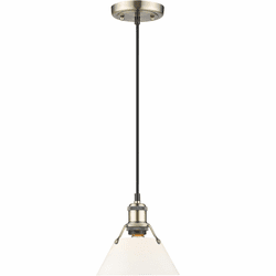 Golden Lighting 3306-S AB-OP Orwell Aged Brass / Opal Glass 7.5" Mini Hanging Lamp