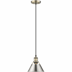 Golden Lighting 3306-S AB-PW Orwell Pewter 7.5" Mini Lighting Pendant