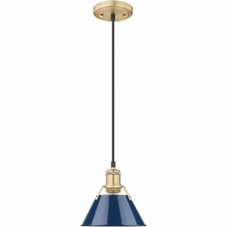 Golden Lighting 3306-S BCB-NVY Orwell Brushed Champagne Bronze / Matte Navy 7.5" Mini Ceiling Pendant Light