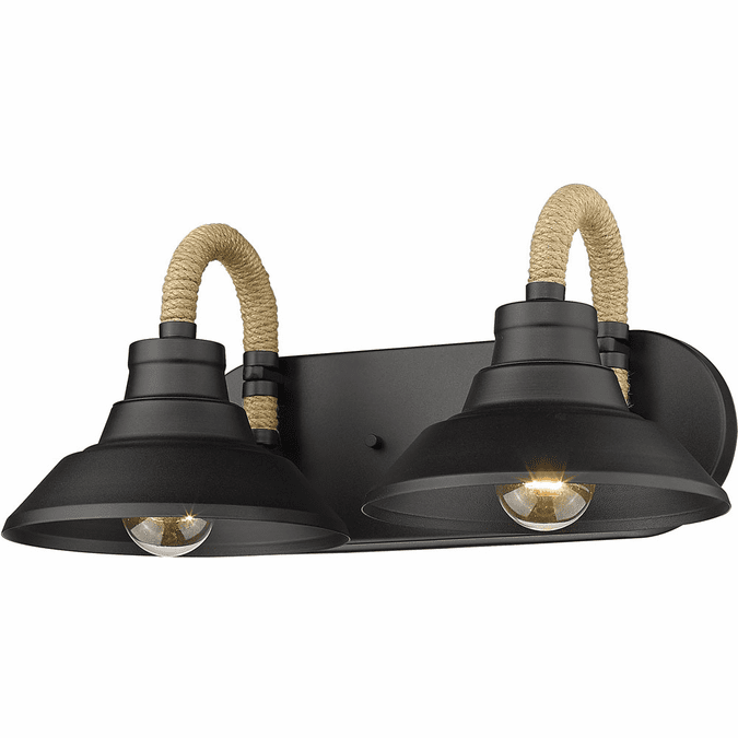 Golden Lighting 3318-BA2-NB Journey Natural Black 2-Light Lighting For Bathroom