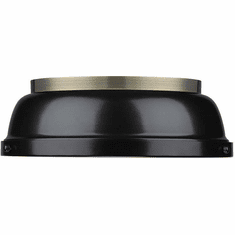 Golden Lighting 3602-14 AB-BK Duncan Aged Brass Flush Ceiling Light Fixture