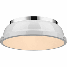 Golden Lighting 3602-14 CH-WH Duncan Chrome Flush Mount Lighting
