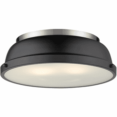 Golden Lighting 3602-14-PW-BLK Duncan Contemporary Pewter Flush Mount Light Fixture