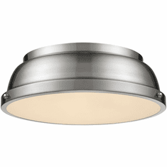Golden Lighting 3602-14 PW-PW Duncan Pewter Flush Mount Light Fixture
