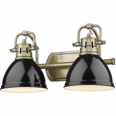 Golden Lighting 3602-BA2 AB-BK Duncan Contemporary Aged Brass 2-Light Bathroom Light